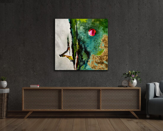 Vászonnyomat - 90x90 cm - Mieza - a nimfák temploma